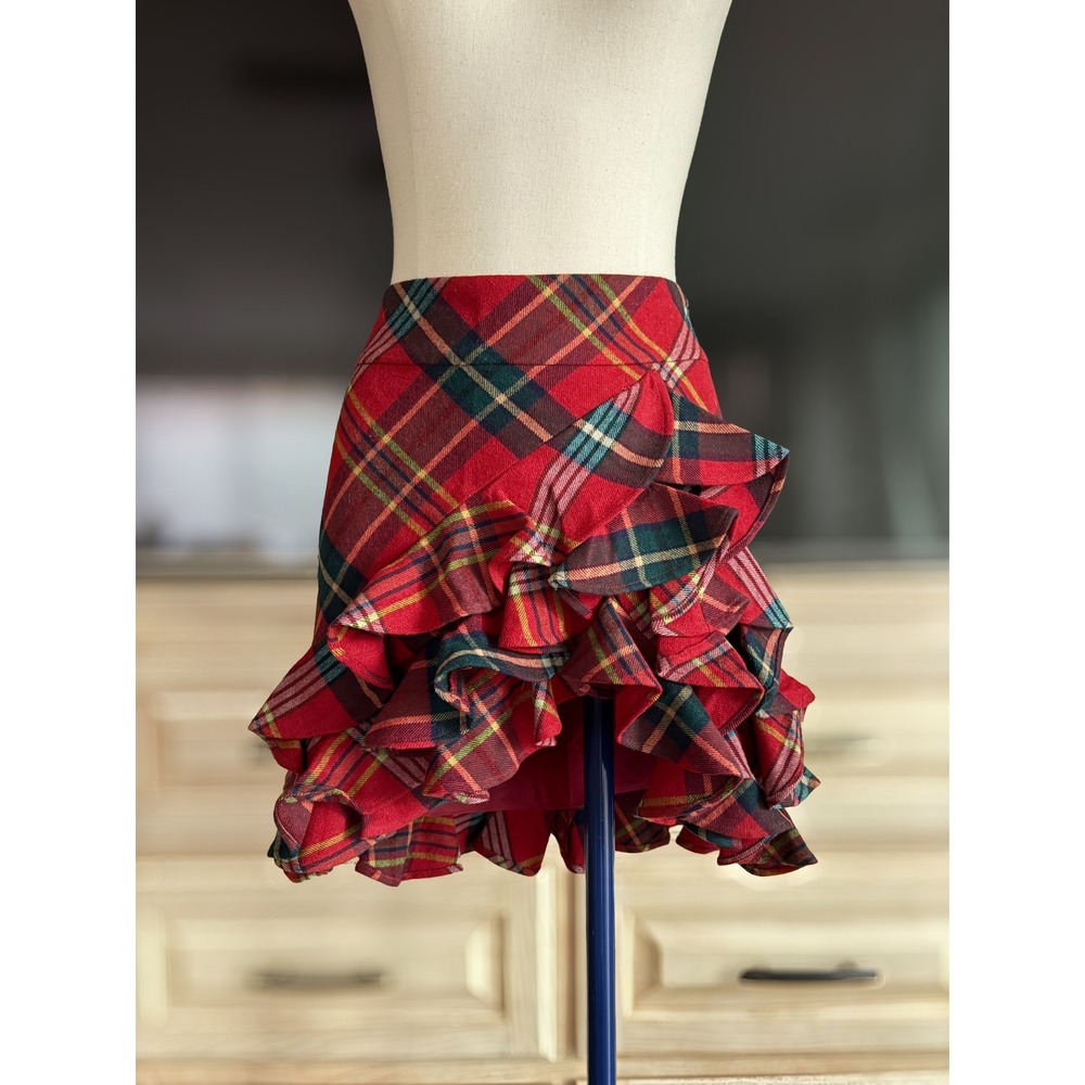 Rare Vintage Red Tartan Plaid Mini Skirt from "Rugby" Ralph Lauren